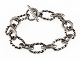 Sterling Silver Alternating Link Toggle Bracelet 7.5&quot; Long - $158.24