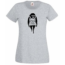 Womens T-Shirt Banksy Street Art Graffiti, Monkey Quote Laugh Now, Chimp Tshirt - £18.42 GBP