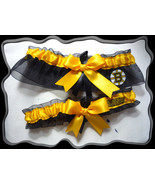 Boston Bruins NHL Black Organza Ribbon Bow Wedding Garter Set   - £19.65 GBP