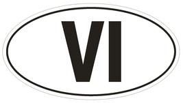 VI U.S. Virgin Islands Country Code Oval Bumper Sticker or Helmet Sticker D912 - £1.08 GBP+