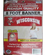 WISCONSIN BUCKY BADGERS 8 FOOT BANNER FLAG NEW IN PACKAGE WEATHER RESISTANT - $29.99