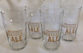 BUDWEISER AMERICAN ALE Pub Beer Glasses Set of Two Glasses - Mancave, Ho... - $4.94