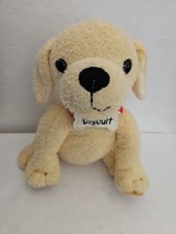 MerryMakers Biscuit Puppy Dog Plush Stuffed Animal Yellow Red Collar Sit... - £8.27 GBP