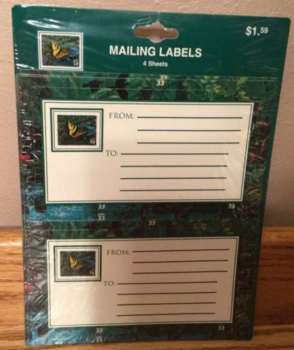 USPS 2000  ECOLOGICAL BUTTERFLY STAMP Design Mailing Labels by HALLMARK New - $2.94