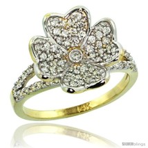 Size 8.5 - 14k Gold Clover Flower Diamond Ring w/ 0.61 Carat Brilliant Cut (  - £879.51 GBP