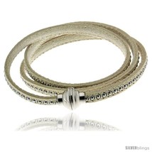 Surgical Steel Italian Leather Wrap Massai Bracelet Inlaid Beads w/ Super  - £44.79 GBP