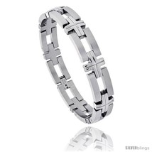 Stainless Steel Men&#39;s Bracelet, w/ Bars &amp; Crosses 1/2 in wide, 8 in  - $29.58