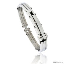 Gent&#39;s Stainless Steel Bangle Bracelet, 1/2 in wide, 8 1/2 in long -Style  - £29.14 GBP