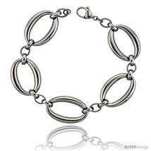 Stainless Steel Large Oval Links Bracelet, 3/4 in wide, 8.5 in  - £22.80 GBP