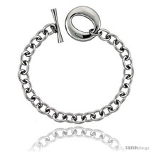 Stainless Steel Large Oval Toggle Clasp Cable Link Bracelet 7/8 in wide,... - $16.62