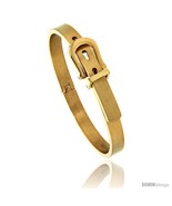 Stainless Steel Gold Tone Belt Buckle Bangle Bracelet, 7/16 in wide, 7  - £17.17 GBP