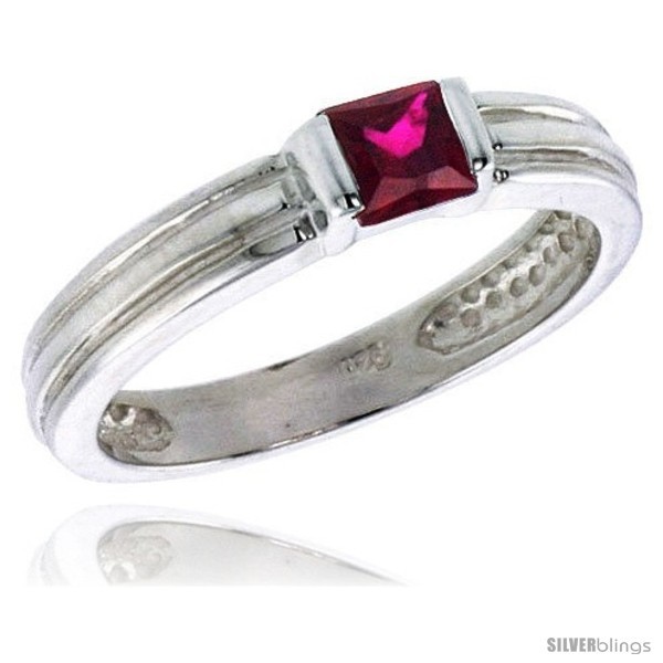 Size 7 - Sterling Silver Cubic Zirconia Solitaire Ring Garnet color  - $32.91