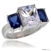 Size 6 - Sterling Silver 3.0 Carat Size Emerald Cut Cubic Zirconia Bridal Ring  - £68.67 GBP