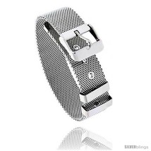 Stainless Steel Belt Buckle Mesh Bracelet, 7.5 in  - $14.72