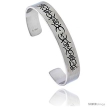 Stainless Steel Cuff Bangle Bracelet with Tribal Design, 8 in  - £10.99 GBP