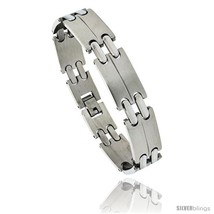 Stainless Steel Men&#39;s Double Bar Link Bracelet, 1/2 in wide, 8  - £12.33 GBP