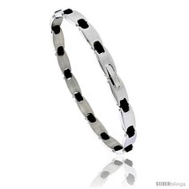 Stainless Steel and Rubber Bracelet, 8 in long -Style  - £16.39 GBP