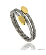 Stainless Steel Cable Golf Bracelet Oval Gold-Tone Ends, 7  - £15.09 GBP