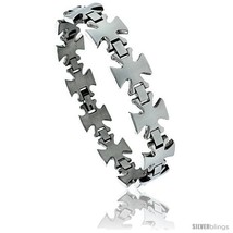 8 1/2 in. Stainless Steel Maltese Cross Bracelet, 5/8 in. (15 mm)  - £19.25 GBP