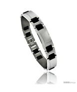 Stainless Steel and Rubber Bracelet, 8 in long -Style  - £17.74 GBP