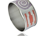  steel slip on bangle bracelet purple orange enameled swirl pattern 1 3 16 in wide thumb155 crop