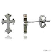 Small Stainless Steel Gothic Cross Stud Earrings, 3/8 in  - £8.60 GBP