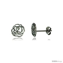 Stainless Steel Tiny Cut Out Flower Stud Earrings 3/8 in  - £8.60 GBP