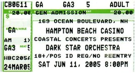 Dark Star Orchestra Concert Ticket Stub June 11 2005 Hampton New Hampshire - £11.67 GBP