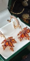 Vintage 1990-s 14 Ct Rolled Gold Orange Tourmaline Earrings-Hallmarked 5... - $74.25