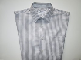 John W. Nordstrom Traditional Medium Spread Stripe Men Dress Shirt Grey 15 | 32 - £25.89 GBP