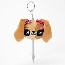 Claire’s Plush Brown Puppy Dog Ballpoint Pen W silver Glitter Keychain - $7.07
