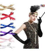 Girl Elbow Length Stretch Satin Long Flapper Gloves Evening Opera 20s Ha... - £5.29 GBP+