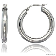 Surgical Steel 1 1/4 in Hoop Earrings Mirror Finish 4 mm tube, feather  - $20.73