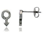 Small stainless steel male symbol stud earrings 3 8 in high thumb155 crop