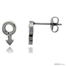 Small Stainless Steel Male Symbol Stud Earrings, 3/8 in  - £8.58 GBP