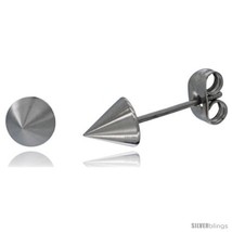 Stainless Steel Cone Spike Stud Earrings 1/4 in  - £8.53 GBP