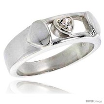 Size 8 - Sterling Silver Heart CZ Band  - £33.98 GBP