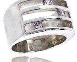 Sterling silver wide fancy cubic zirconia band ring thumb155 crop