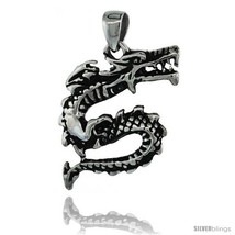 Surgical steel chinese dragon pendant 1 1 2 in 38 mm tall comes w 30 in chain thumb200