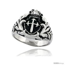 Size 10.5 - Surgical Steel Biker Ring St. James Cross 9/16 in  - £20.16 GBP