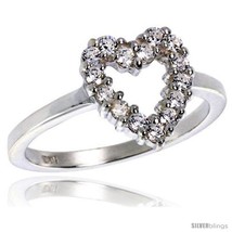 Ity sterling silver 1 2 in 11 mm wide ladies heart cut out ring brilliant cut cz stones thumb200
