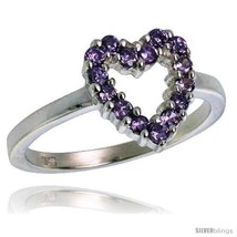 Er 1 2 in 11 mm wide ladies heart cut out ring brilliant cut amethyst colored cz stones thumb200