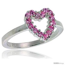 Size 7 - Highest Quality Sterling Silver 1/2 in (11 mm) wide Ladies&#39; Heart  - £54.20 GBP