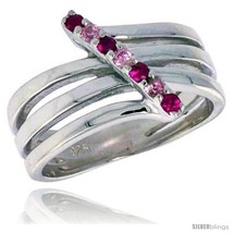 1 2 in 13 mm wide right hand ring brilliant cut ruby pink tourmaline colored cz stones thumb200