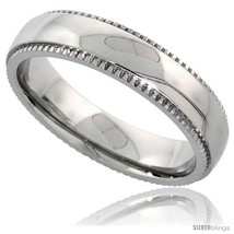 Size 8 - Surgical Steel 5mm Wedding Band Ring Milgrain-edged High Polished  - £18.61 GBP