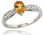 14k white gold natural citrine ring 7x5 oval shape diamond accent 5 16inch wide thumb155 crop