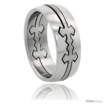 Size 11 - Surgical Steel Domed 8mm 3-Piece Cross Stack Ring Wedding Band  - £12.23 GBP