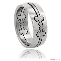 Size 12 - Surgical Steel Domed 8mm 3-Piece Cross Stack Ring Wedding Band  - £12.23 GBP