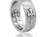 Surgical steel gothic cross ring 8mm domed wedding band thumb155 crop