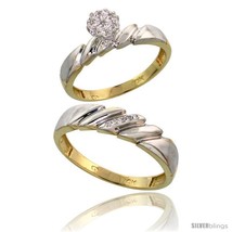 Size 5 - 10k Yellow Gold Diamond Engagement Rings 2-Piece Set for Men and Women  - £362.94 GBP